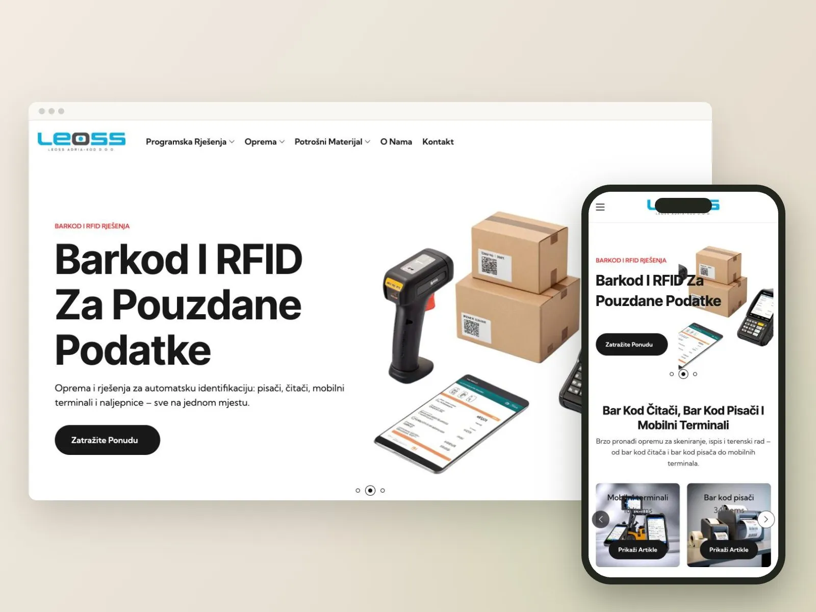 Web stranica Leoss Adria-kod na računalu i mobitelu