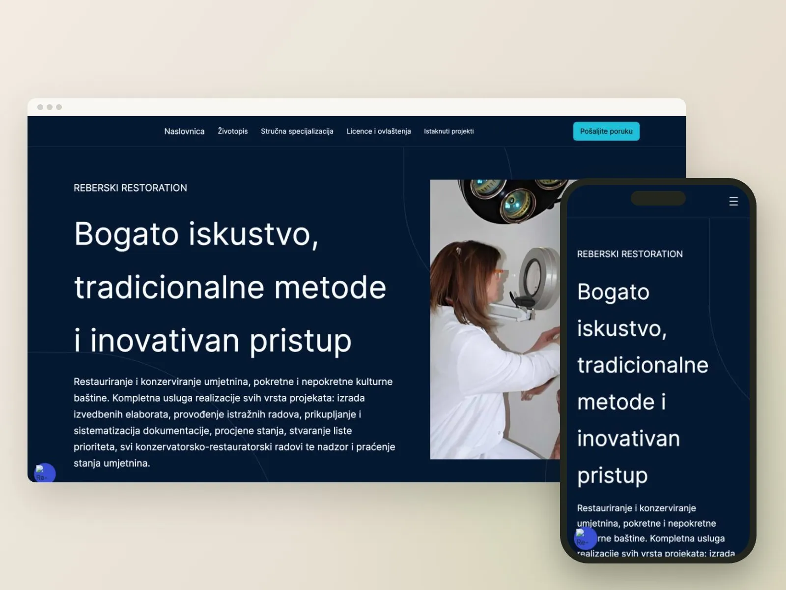 Web stranica Reberski restauracija na računalu i mobitelu