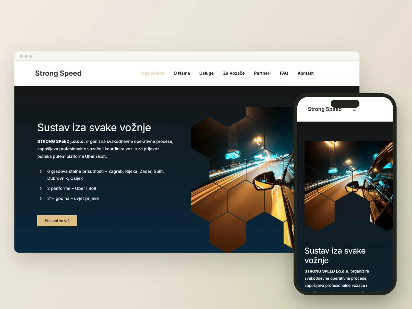 Web stranica Strong Speed na računalu i mobitelu