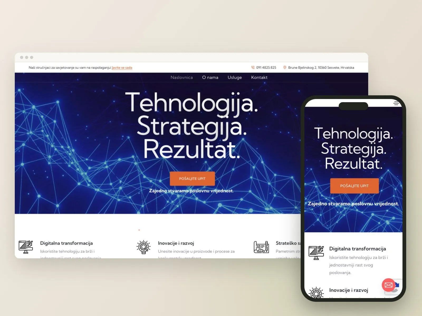 Web stranica Virtunex na računalu i mobitelu